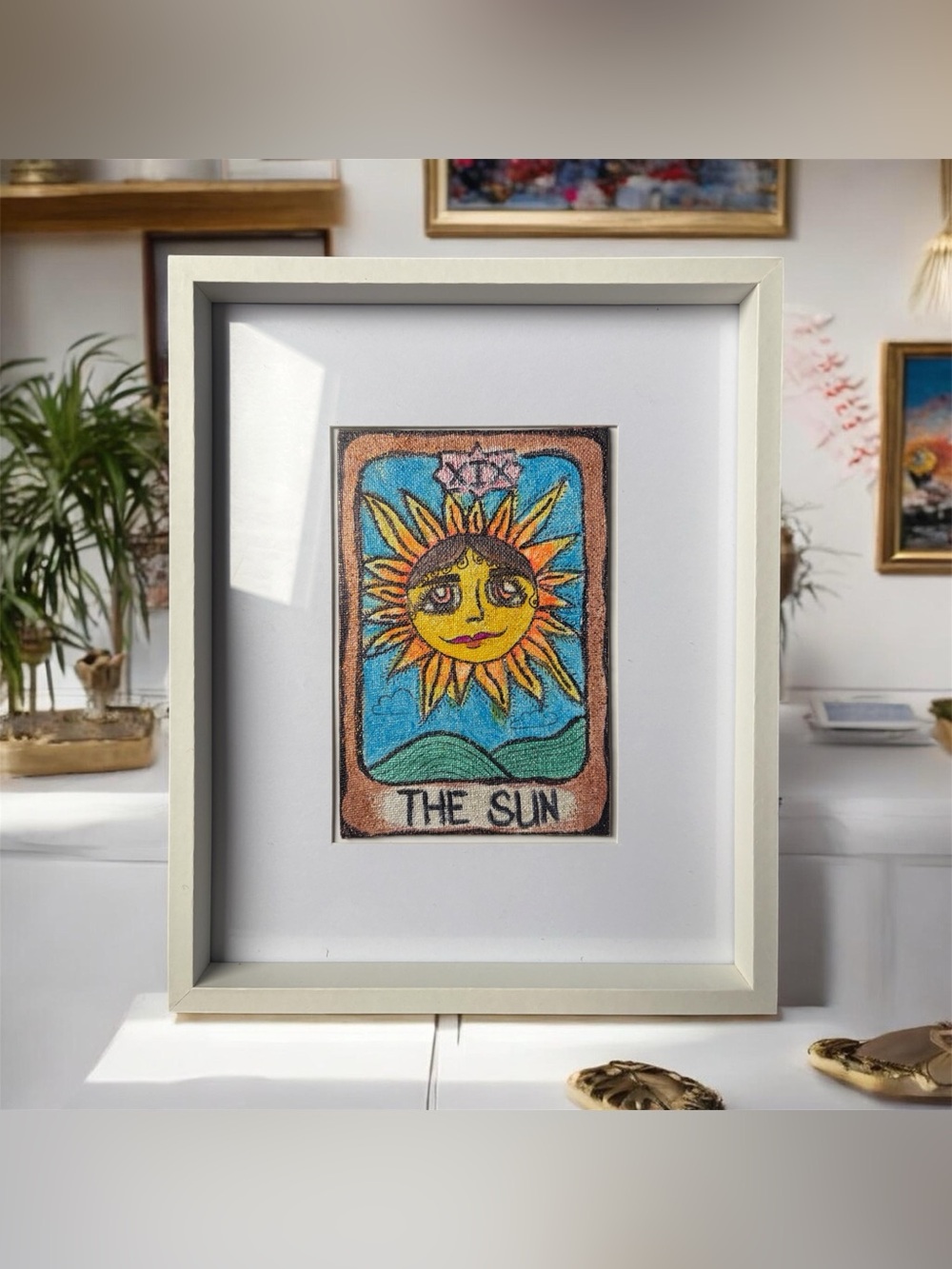 The Sun Framed Wall Art - Yellow & Blue Home Painting